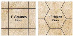 Battlemat - Reversible - 1" Squares & Hexes, 23 1/2" X 26" - Boardlandia
