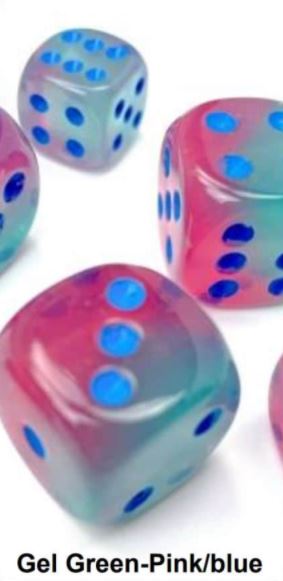 12MM 36CT D6 Block - Gemini Gel Green-Pink/Blue Luminary